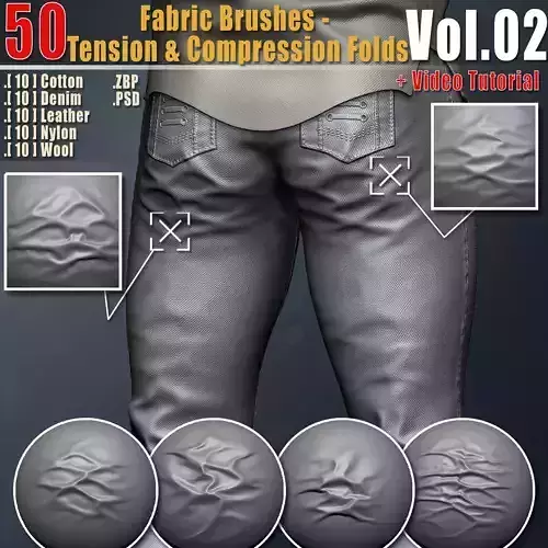 50 Fabric Brushes Tension Compression Folds Vol02