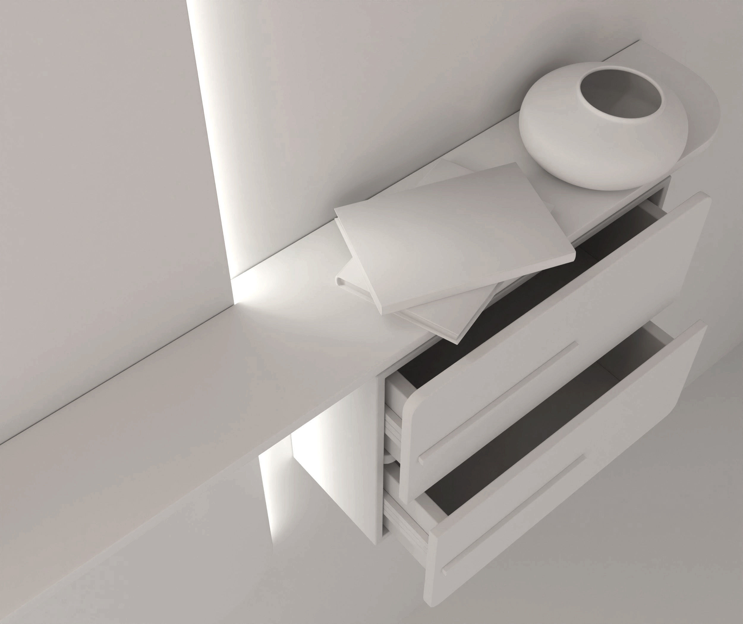 Dresser modern bathroom with mirror and two drawers 3D model_4