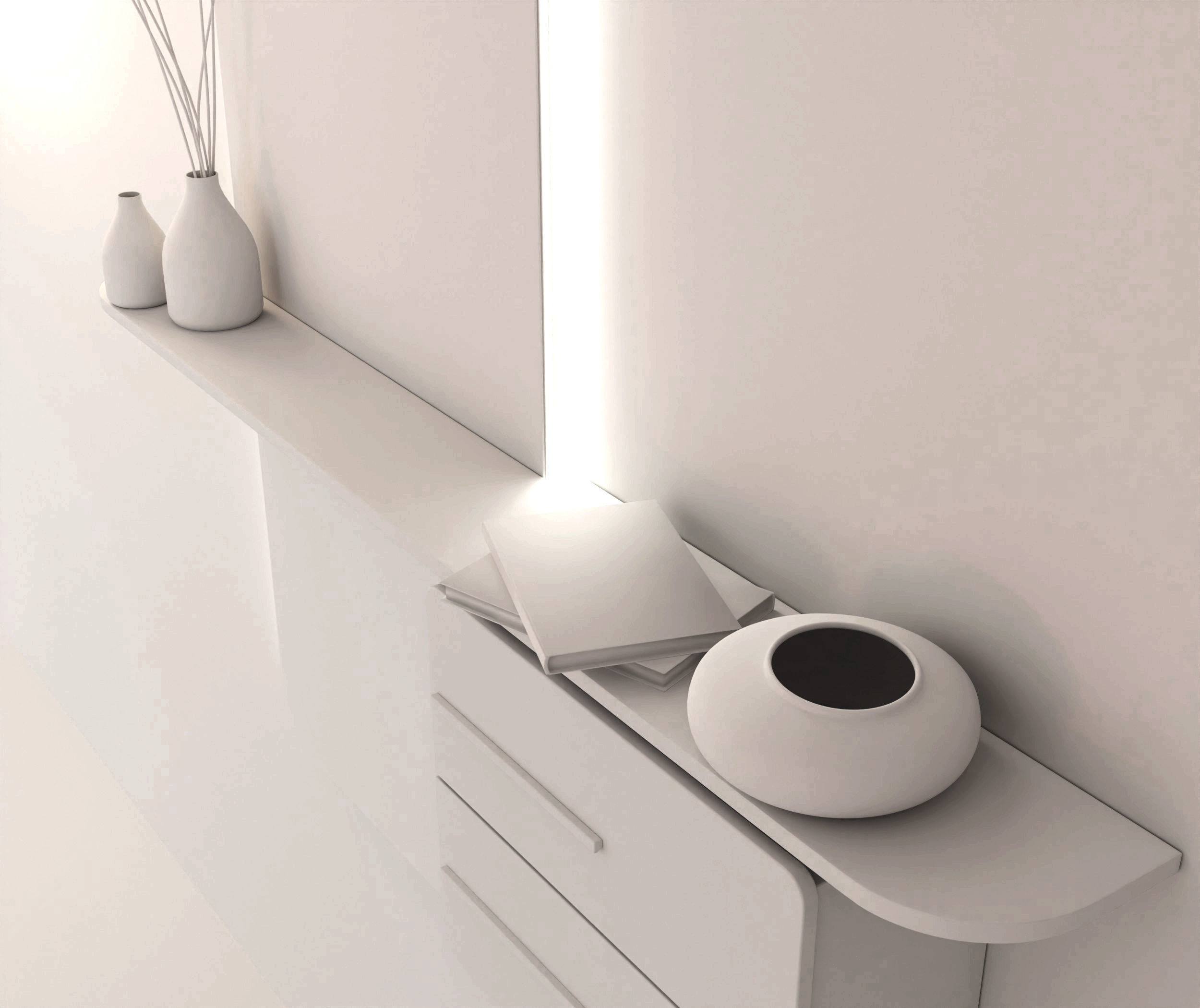 Dresser modern bathroom with mirror and two drawers 3D model_13