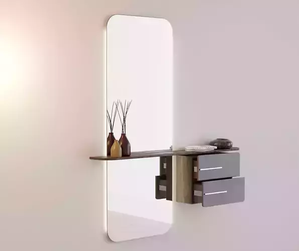 Dresser modern bathroom with mirror and two drawers