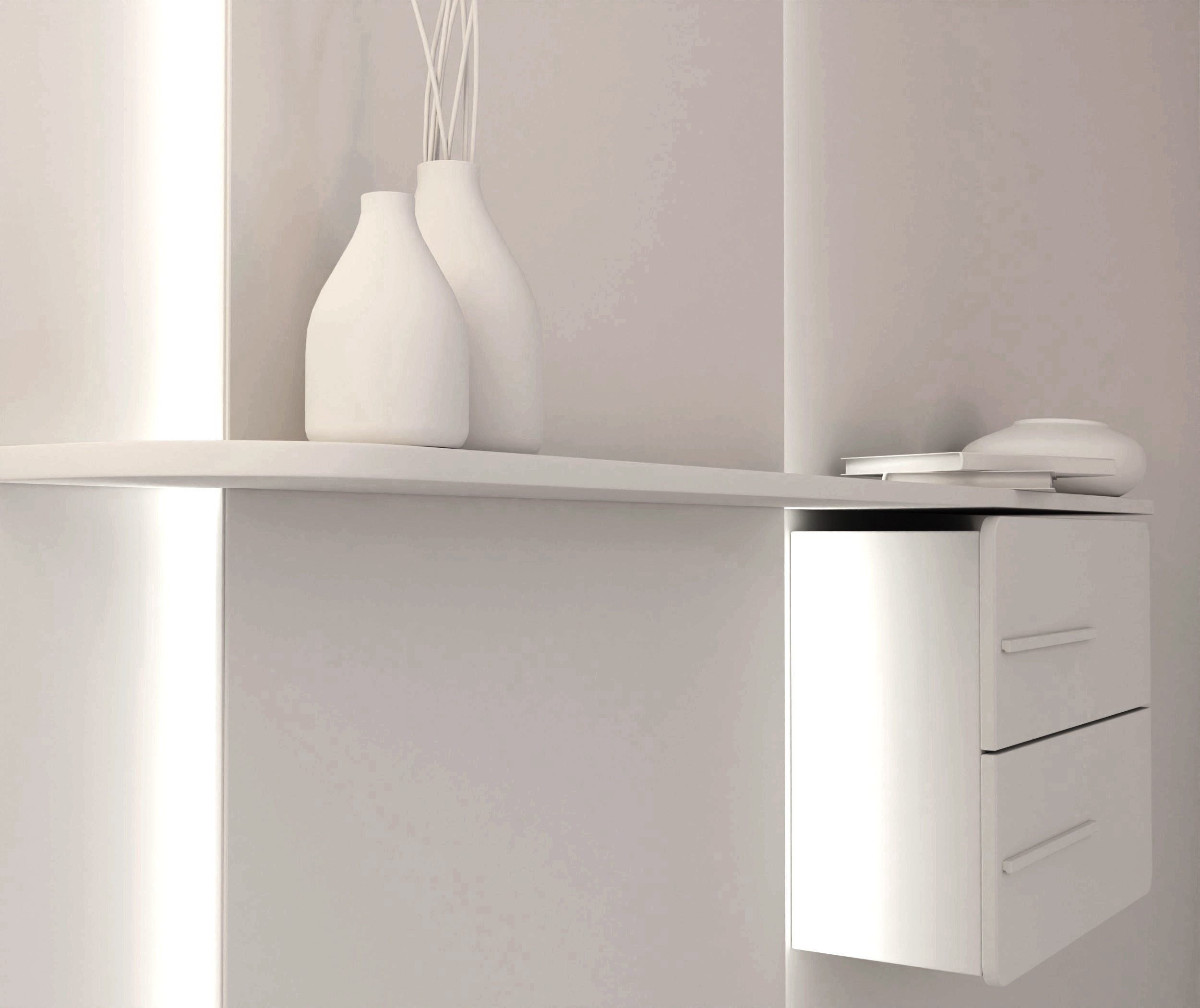 Dresser modern bathroom with mirror and two drawers 3D model_7
