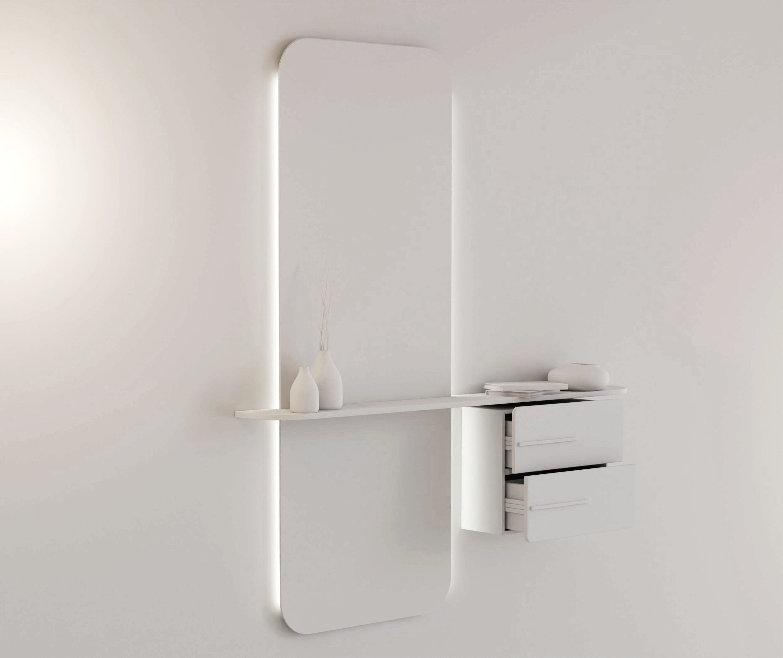 Dresser modern bathroom with mirror and two drawers 3D model_1