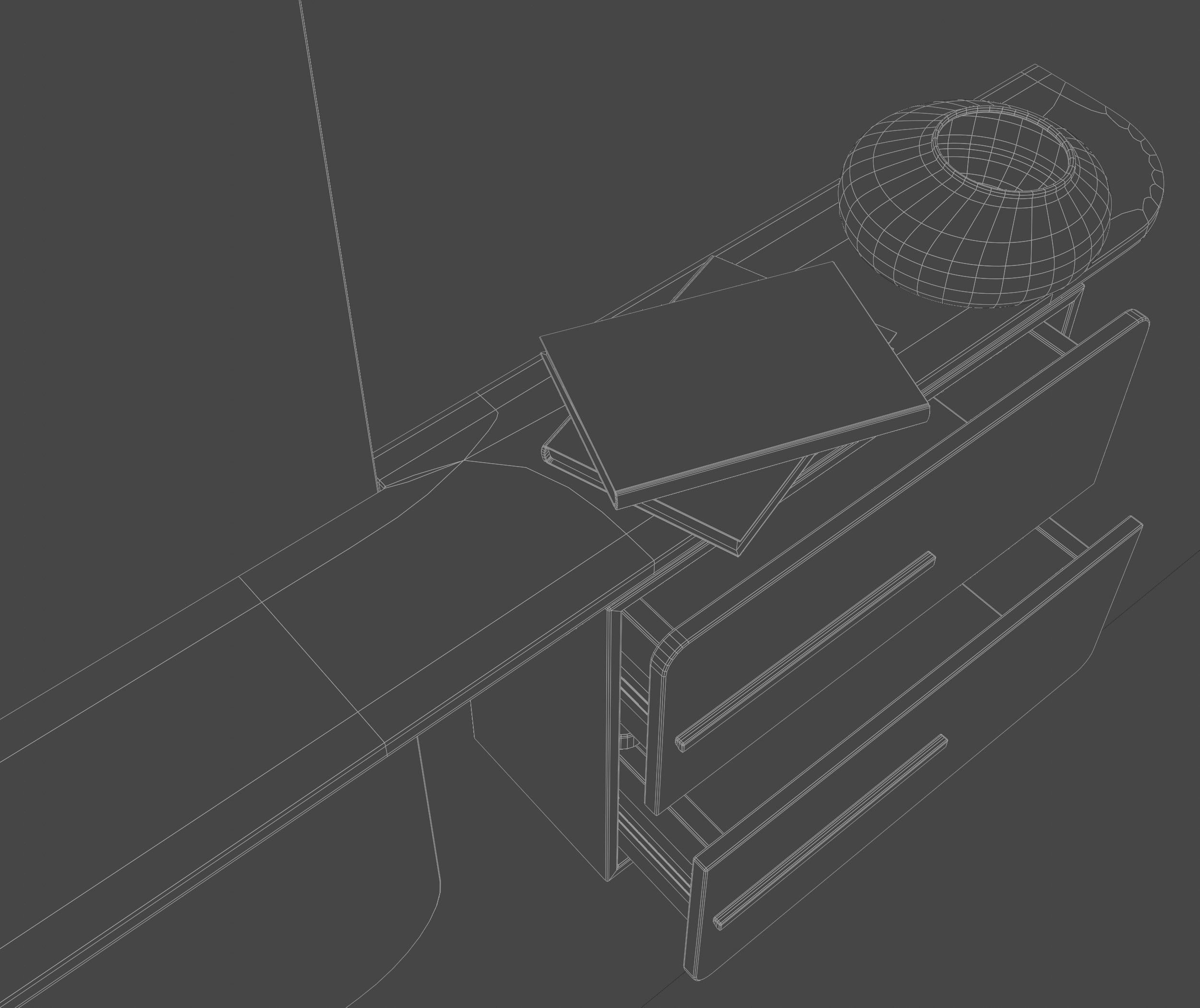 Dresser modern bathroom with mirror and two drawers 3D model_5