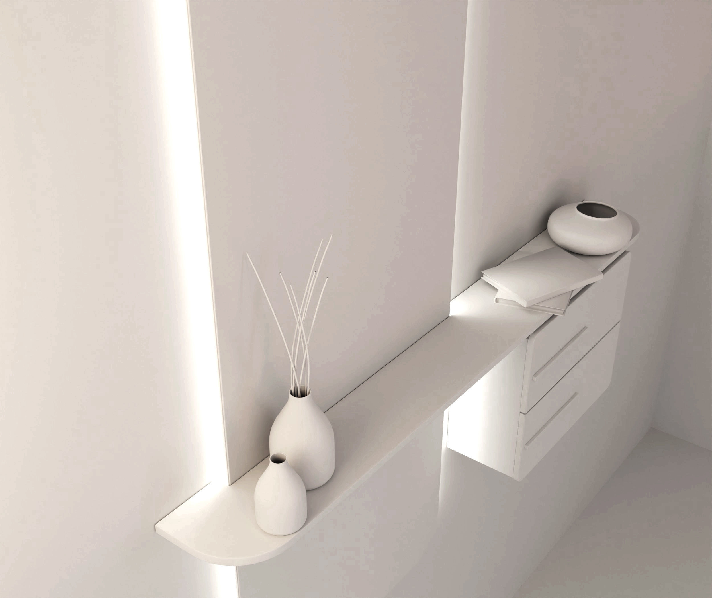 Dresser modern bathroom with mirror and two drawers 3D model_10