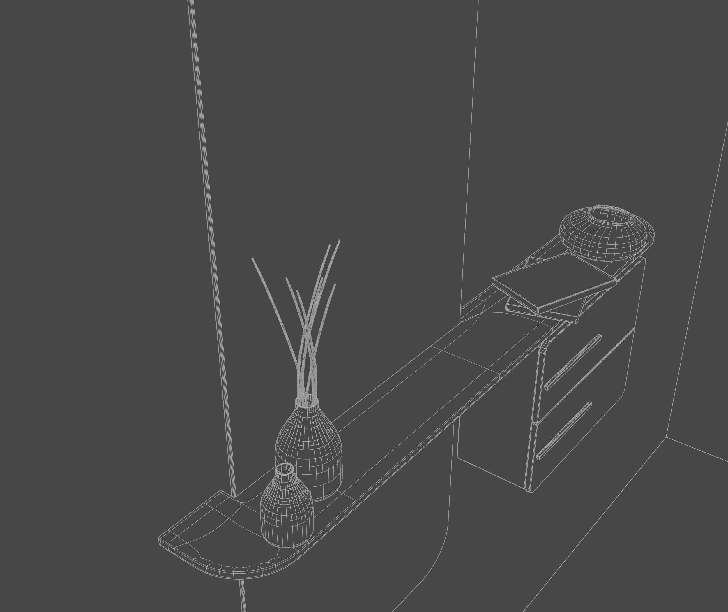 Dresser modern bathroom with mirror and two drawers 3D model_11