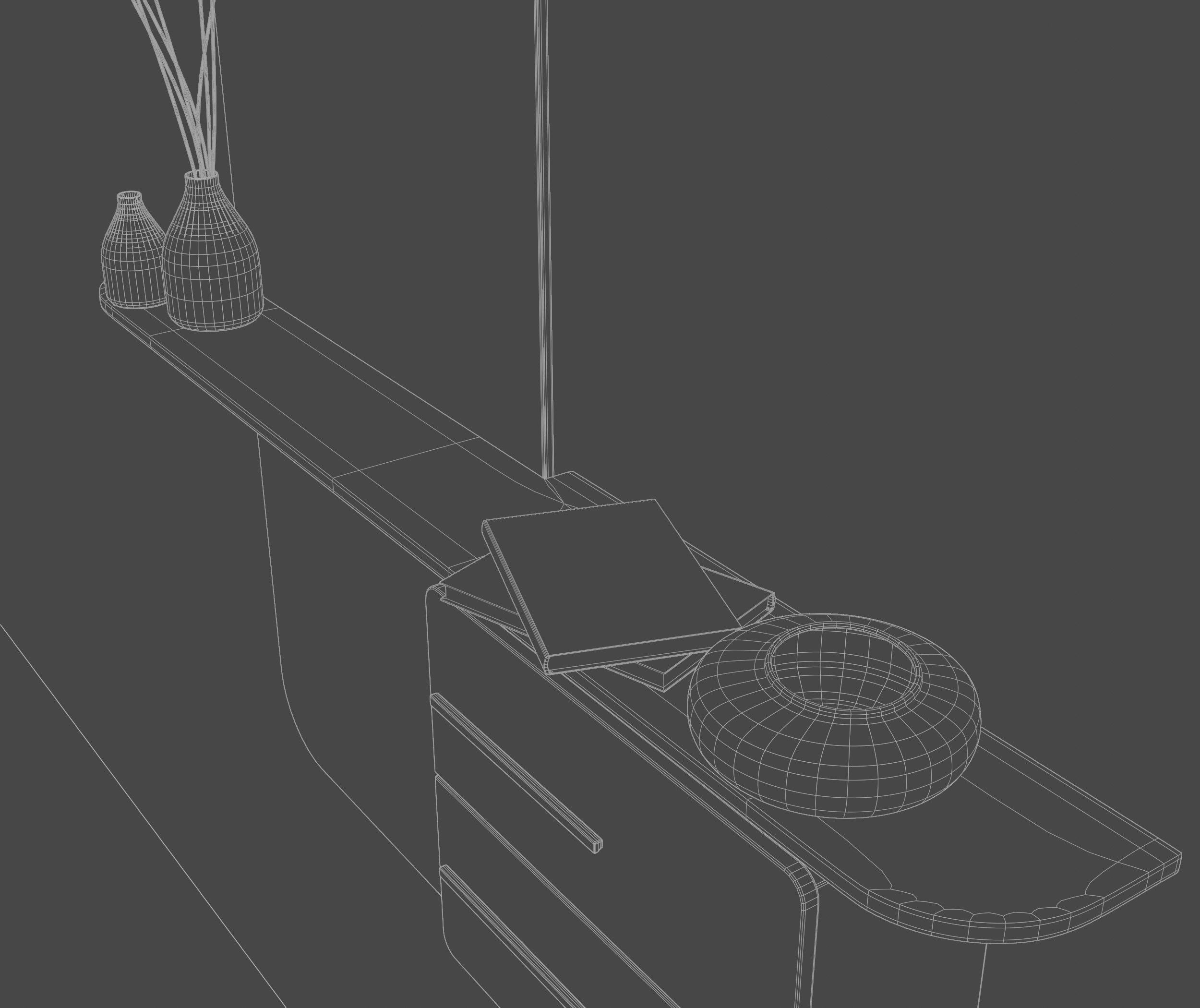 Dresser modern bathroom with mirror and two drawers 3D model_14