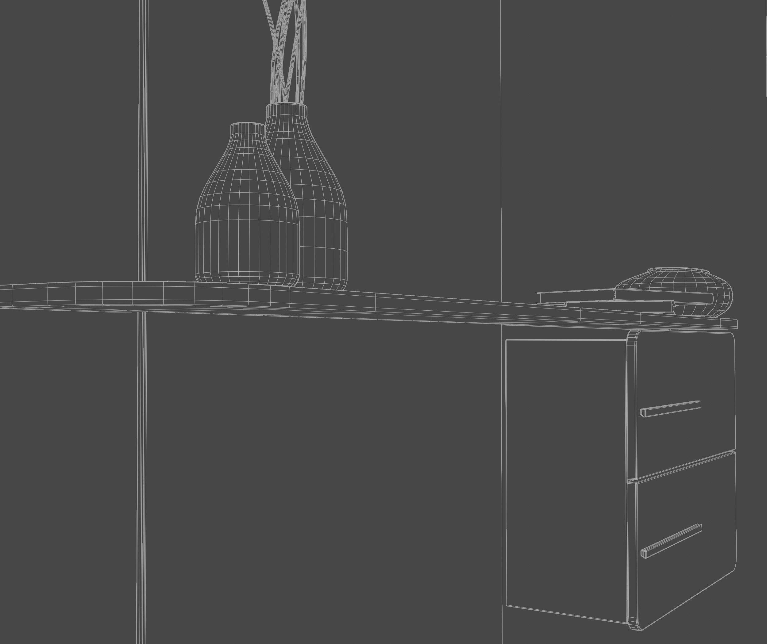 Dresser modern bathroom with mirror and two drawers 3D model_8