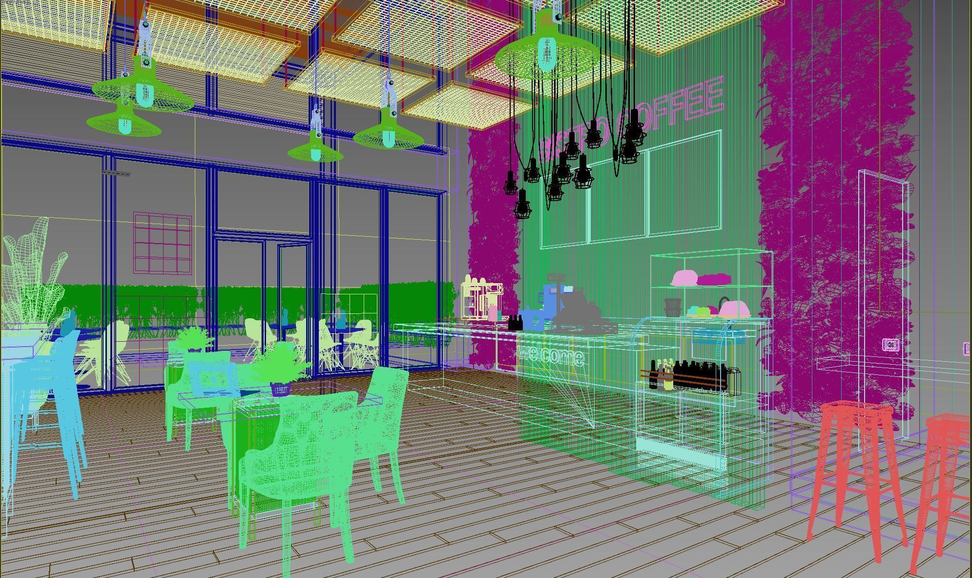 coffee shop 3D model_2