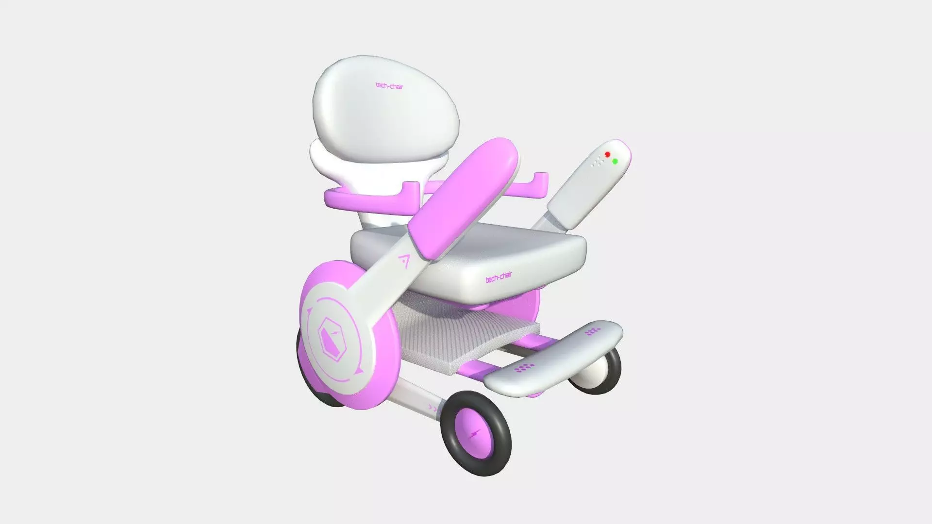 Tech Wheelchair B03 White Pink - Disability Character Design Low-poly 3D model