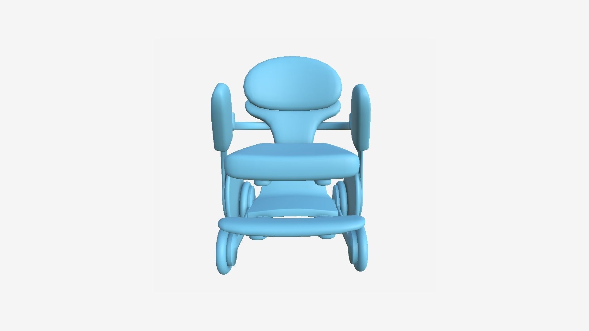 Tech Wheelchair B04 White Blue - Disability Character Design Low-poly 3D model_11