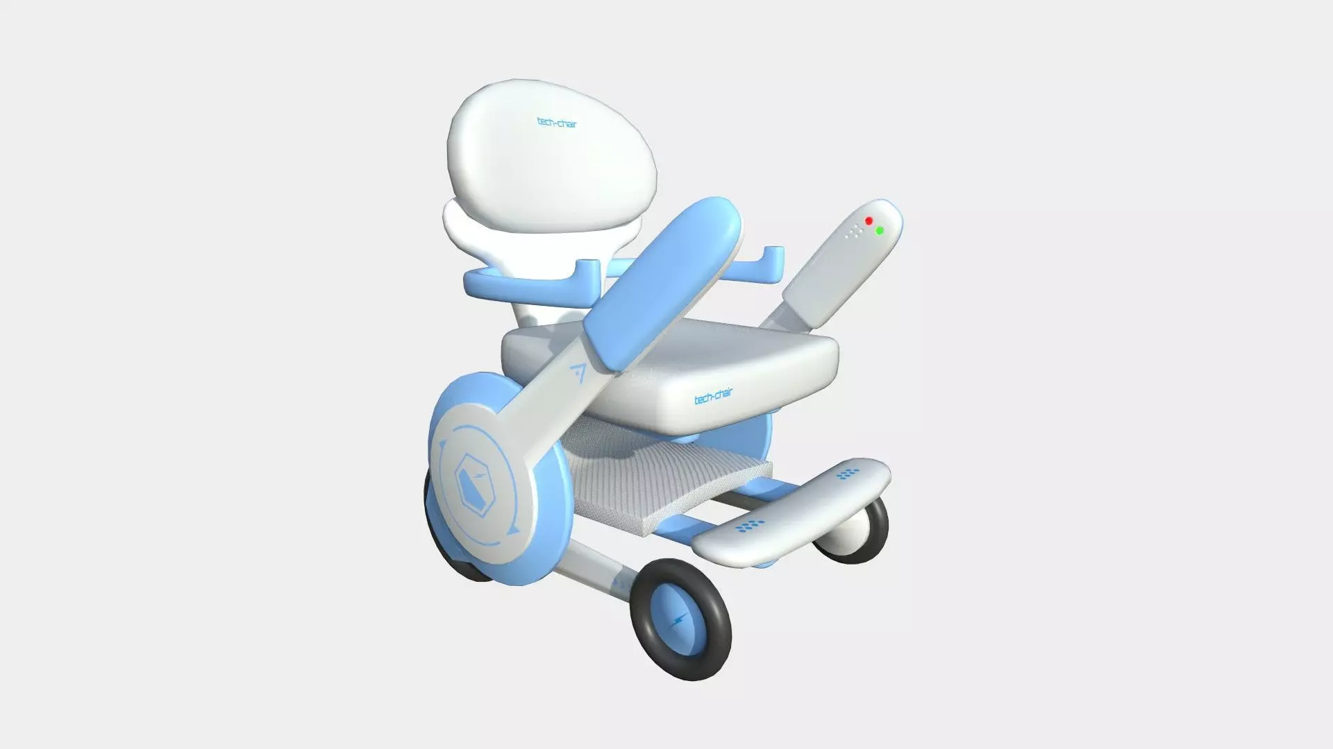 Tech Wheelchair B04 White Blue - Disability Character Design Low-poly 3D model_0