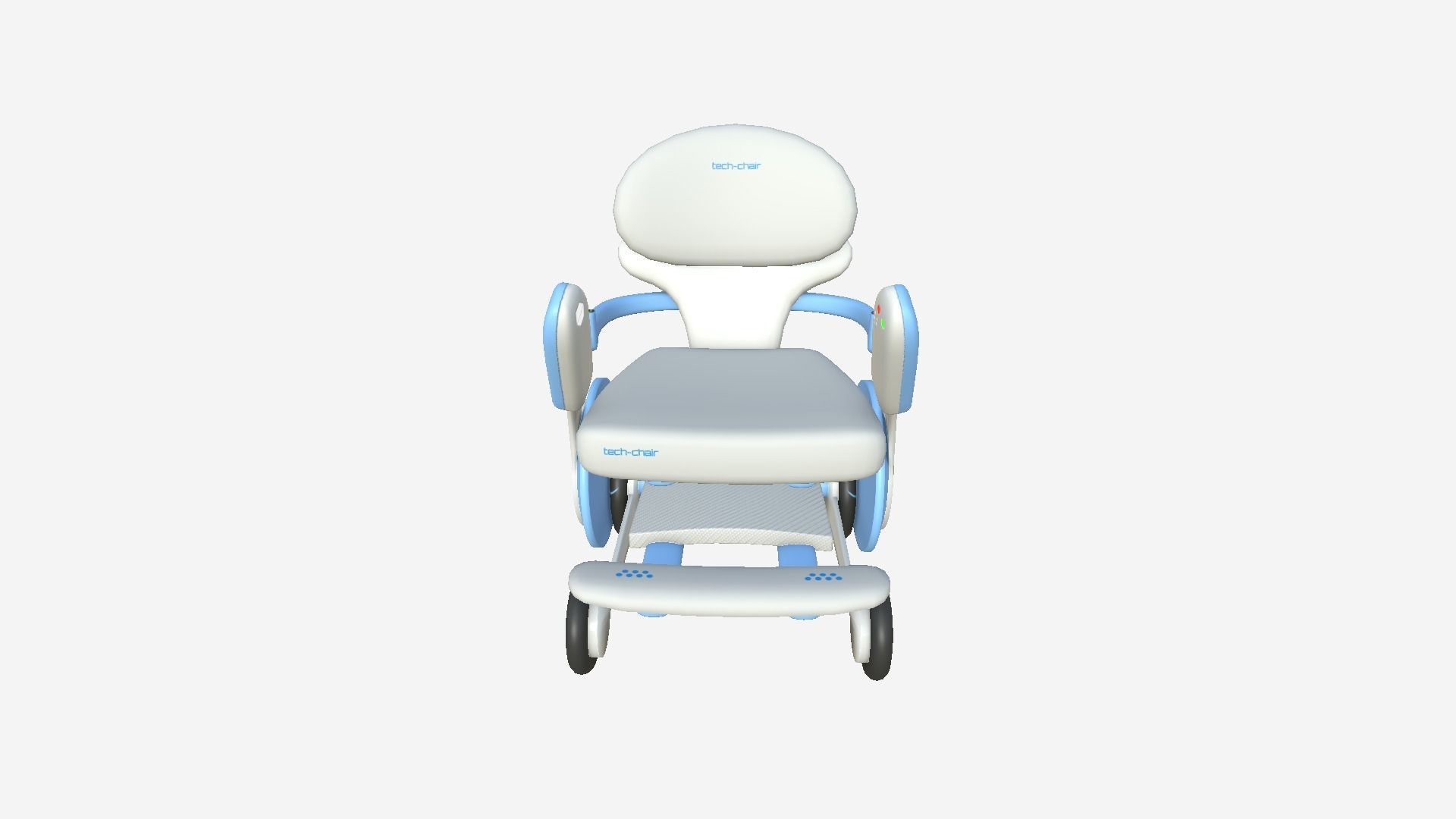 Tech Wheelchair B04 White Blue - Disability Character Design Low-poly 3D model_3