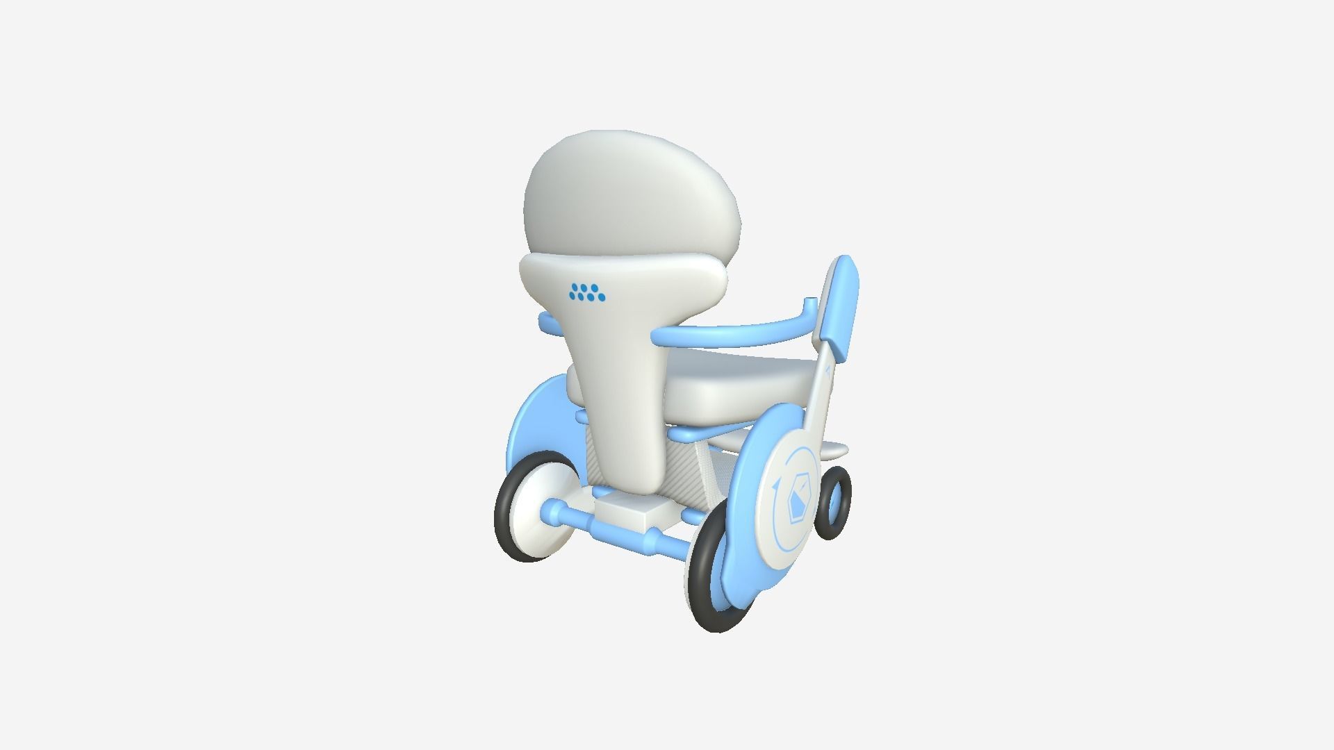 Tech Wheelchair B04 White Blue - Disability Character Design Low-poly 3D model_2