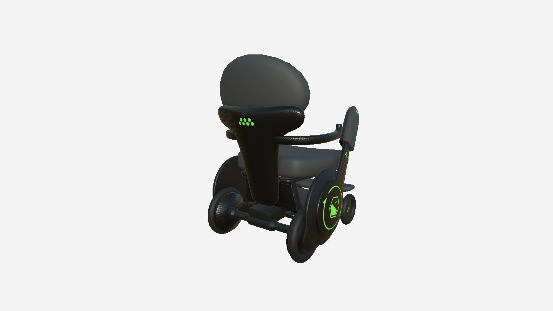 Tech Wheelchair B05 Carbon Fiber - Disability Character Design Low-poly 3D model_2