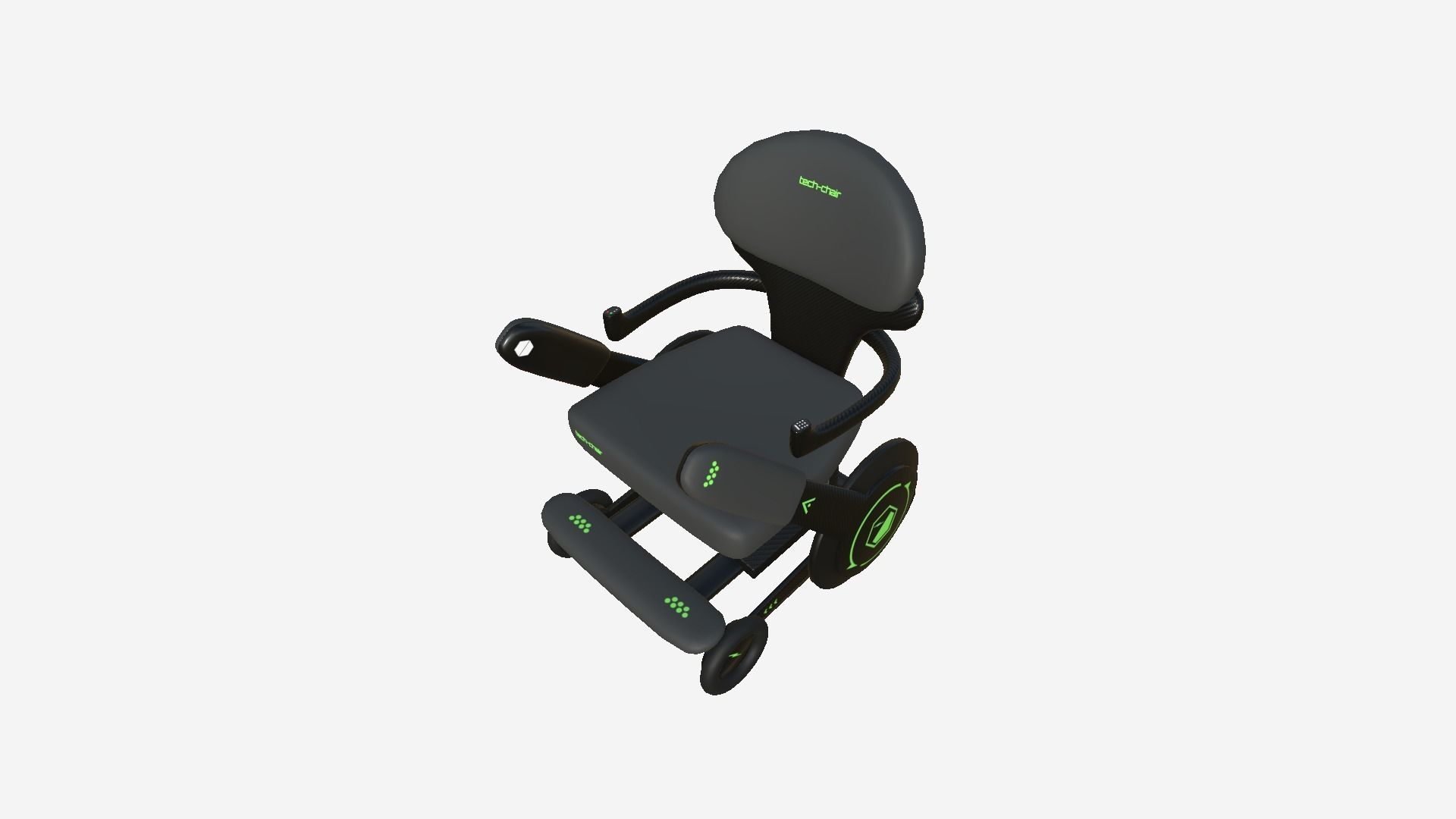 Tech Wheelchair B05 Carbon Fiber - Disability Character Design Low-poly 3D model_1