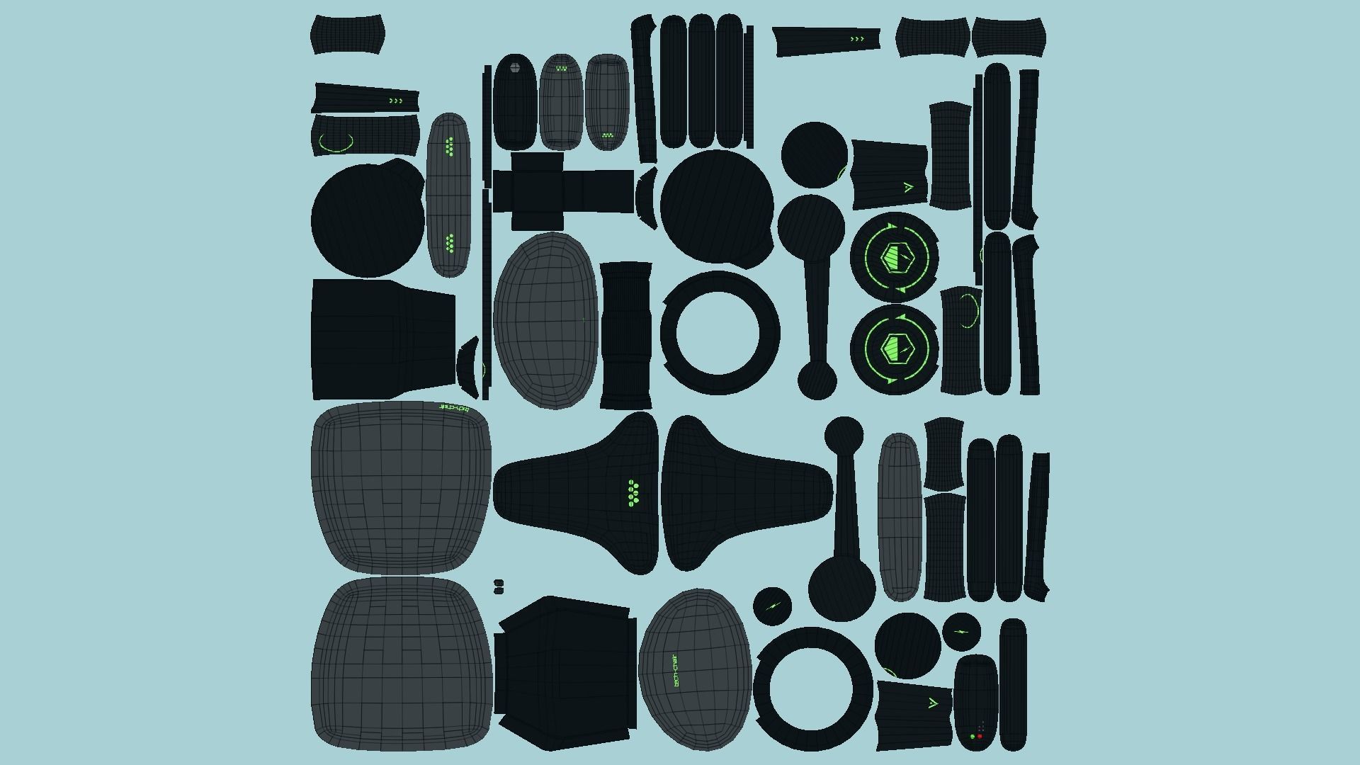 Tech Wheelchair B05 Carbon Fiber - Disability Character Design Low-poly 3D model_5