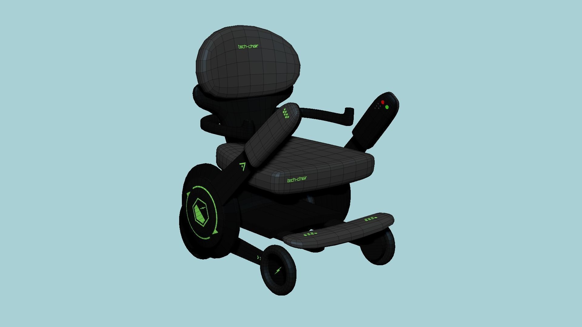 Tech Wheelchair B05 Carbon Fiber - Disability Character Design Low-poly 3D model_6