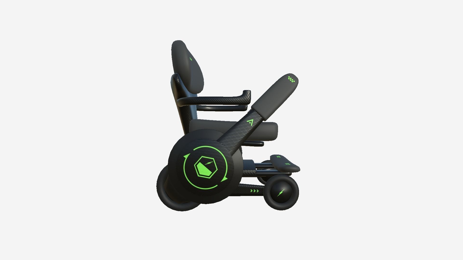 Tech Wheelchair B05 Carbon Fiber - Disability Character Design Low-poly 3D model_4