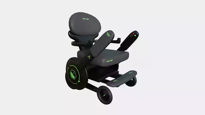 Tech Wheelchair B05 Carbon Fiber - Disability Character Design Low-poly 3D model