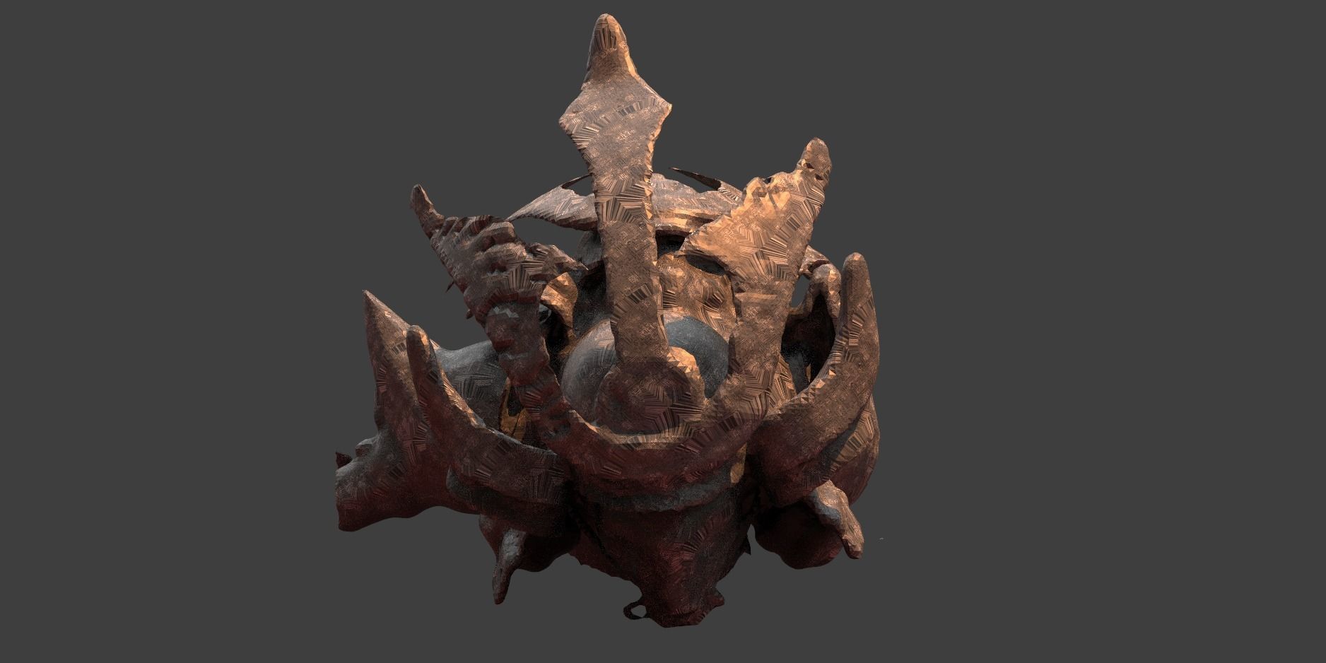 Bionic samurai Helmet low res  3D model_1