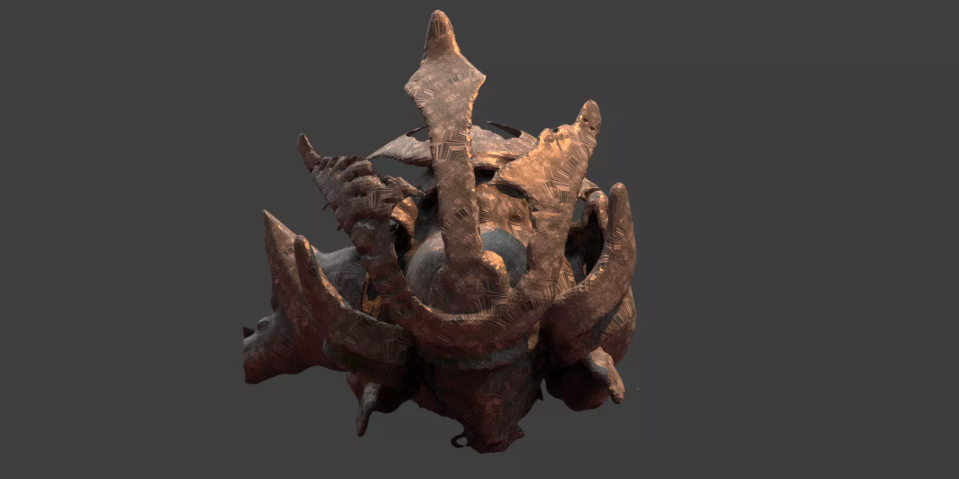 Bionic samurai Helmet low res  3D model_0