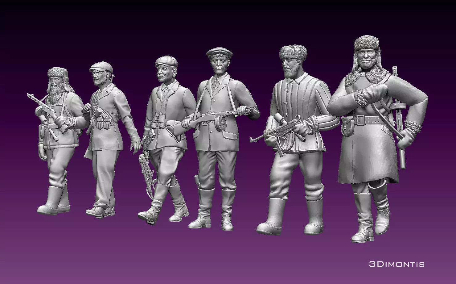 partisans russian soldiers 3D print model