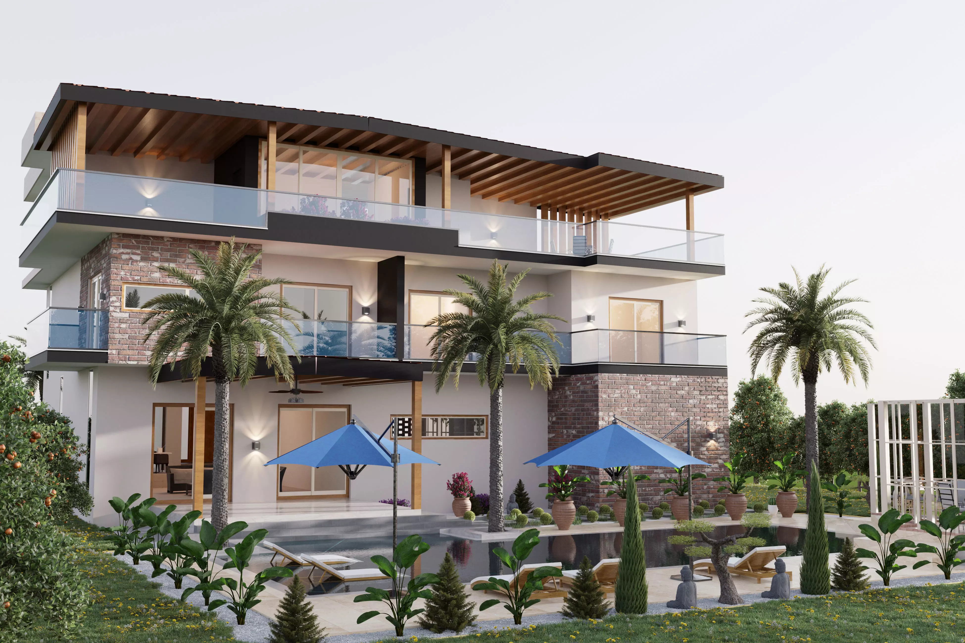 3D MAX CORONA RENDER HIGH QUALITY MODERN VILLA PROJECT 3D model_0