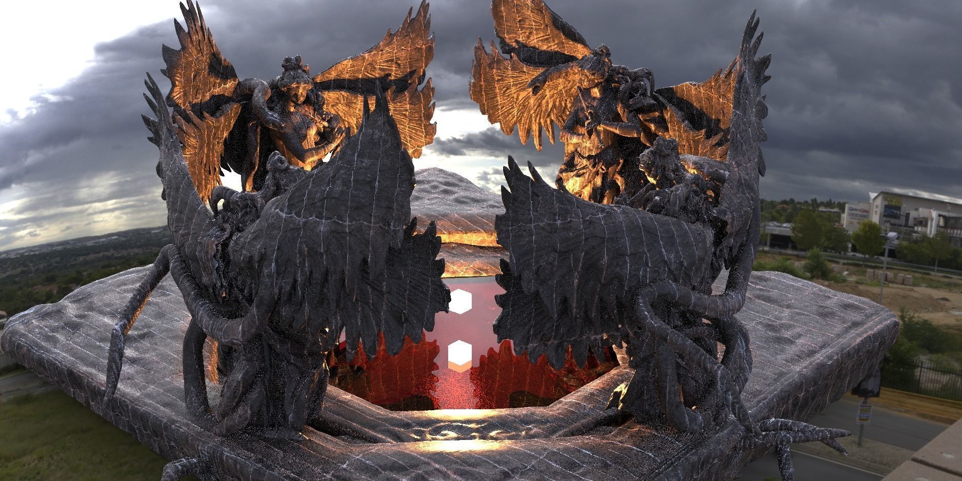 Blood Stone Floor design Statues 3D model_1