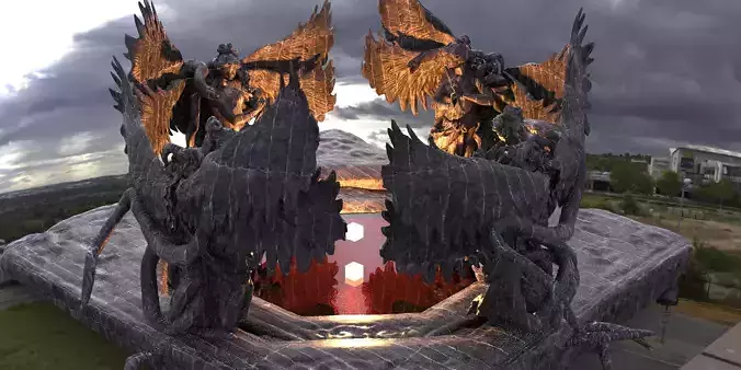 Blood Stone Floor design Statues 3D model