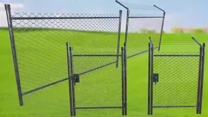 Netting Mesh Fence Kit Low Poly  Low-poly 3D model
