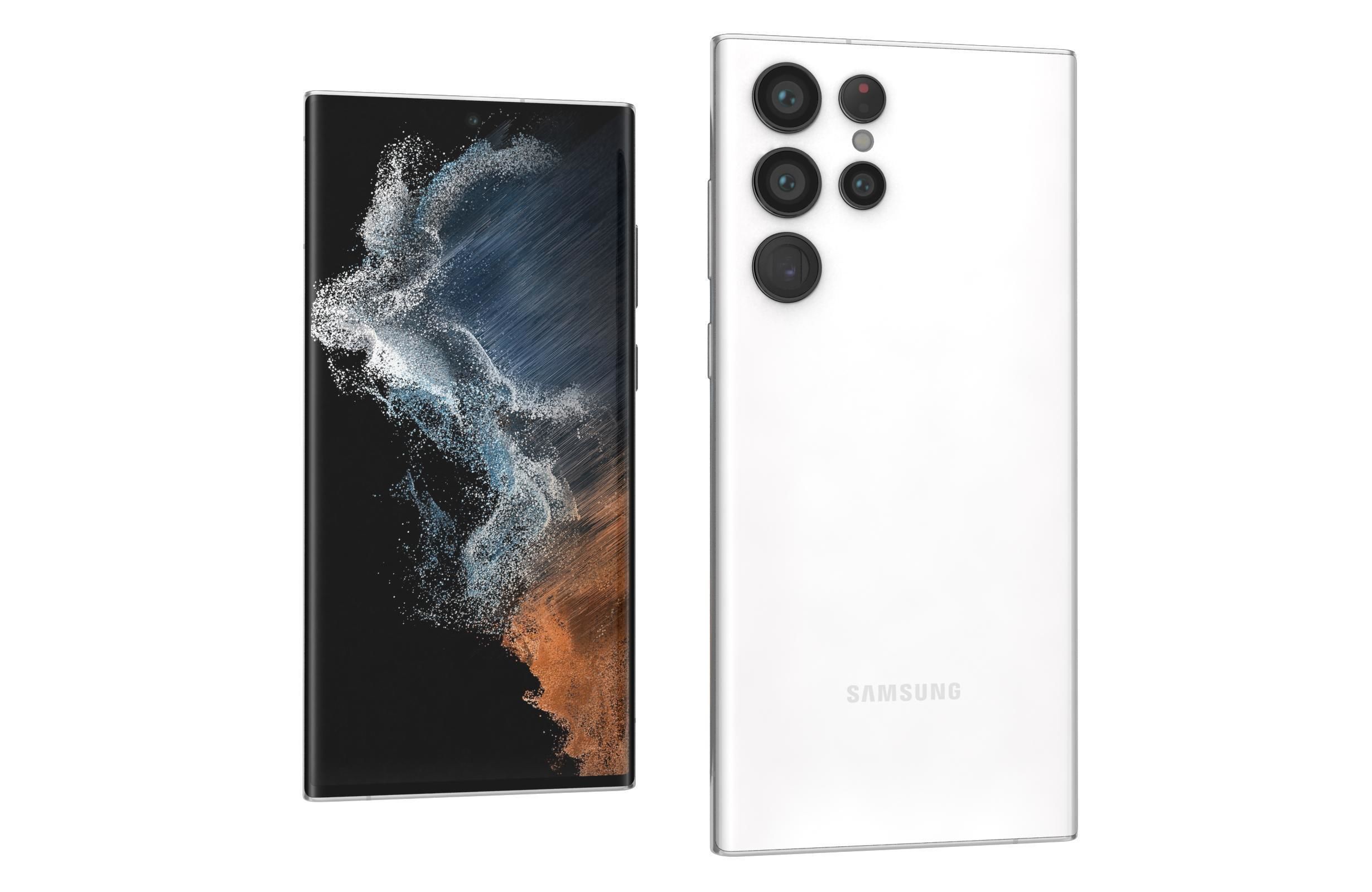 Samsung Galaxy S22 Ultra White Low-poly 3D model_7