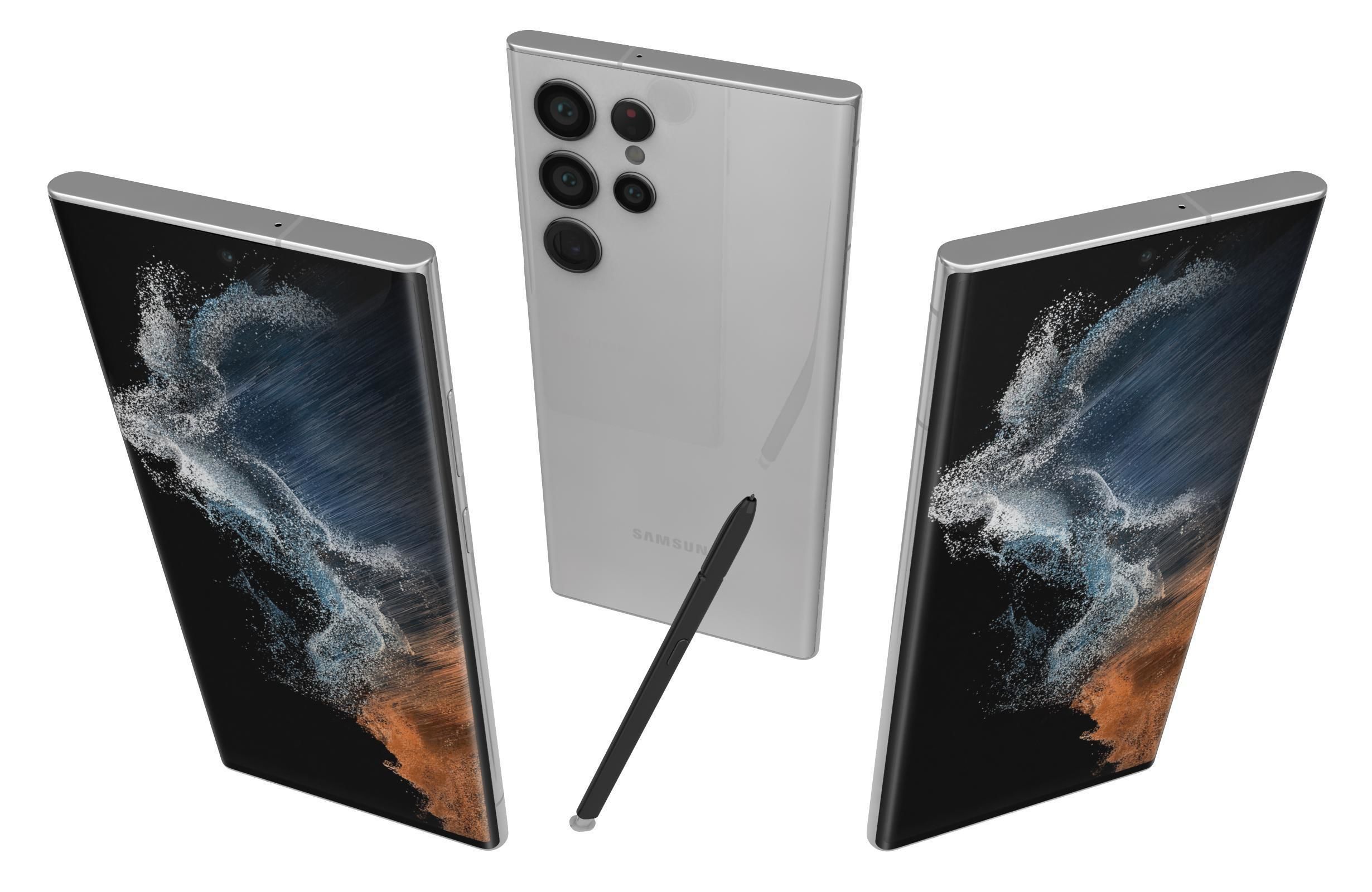 Samsung Galaxy S22 Ultra White Low-poly 3D model_1