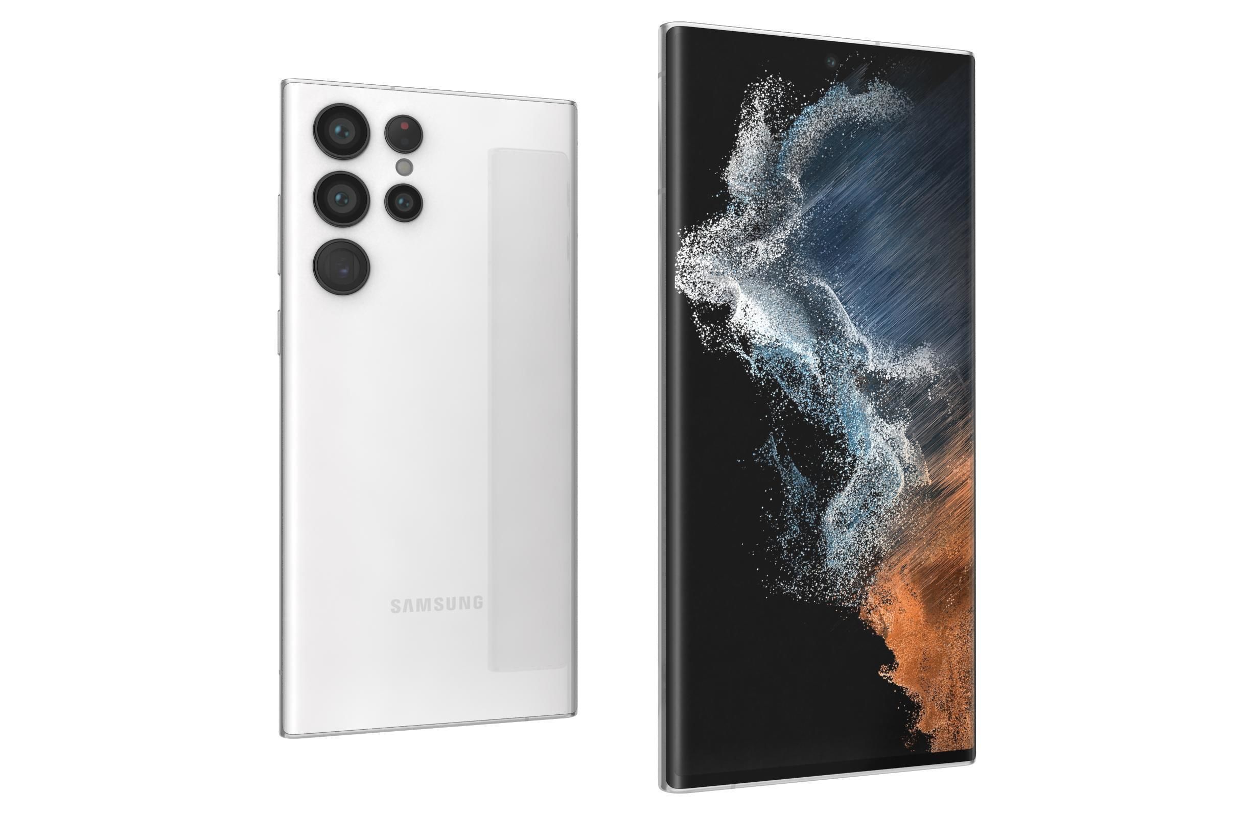 Samsung Galaxy S22 Ultra White Low-poly 3D model_6