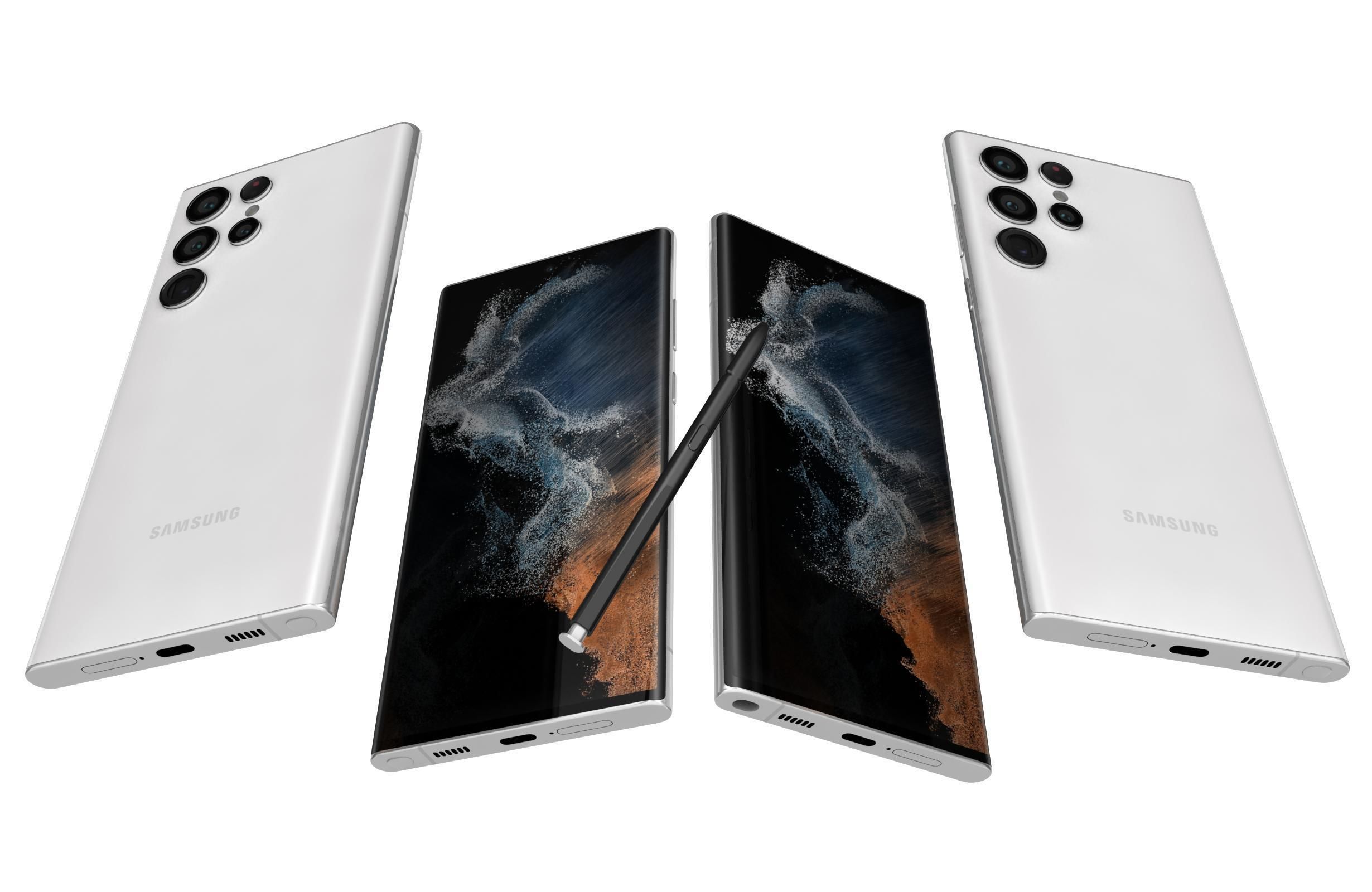 Samsung Galaxy S22 Ultra White Low-poly 3D model_5