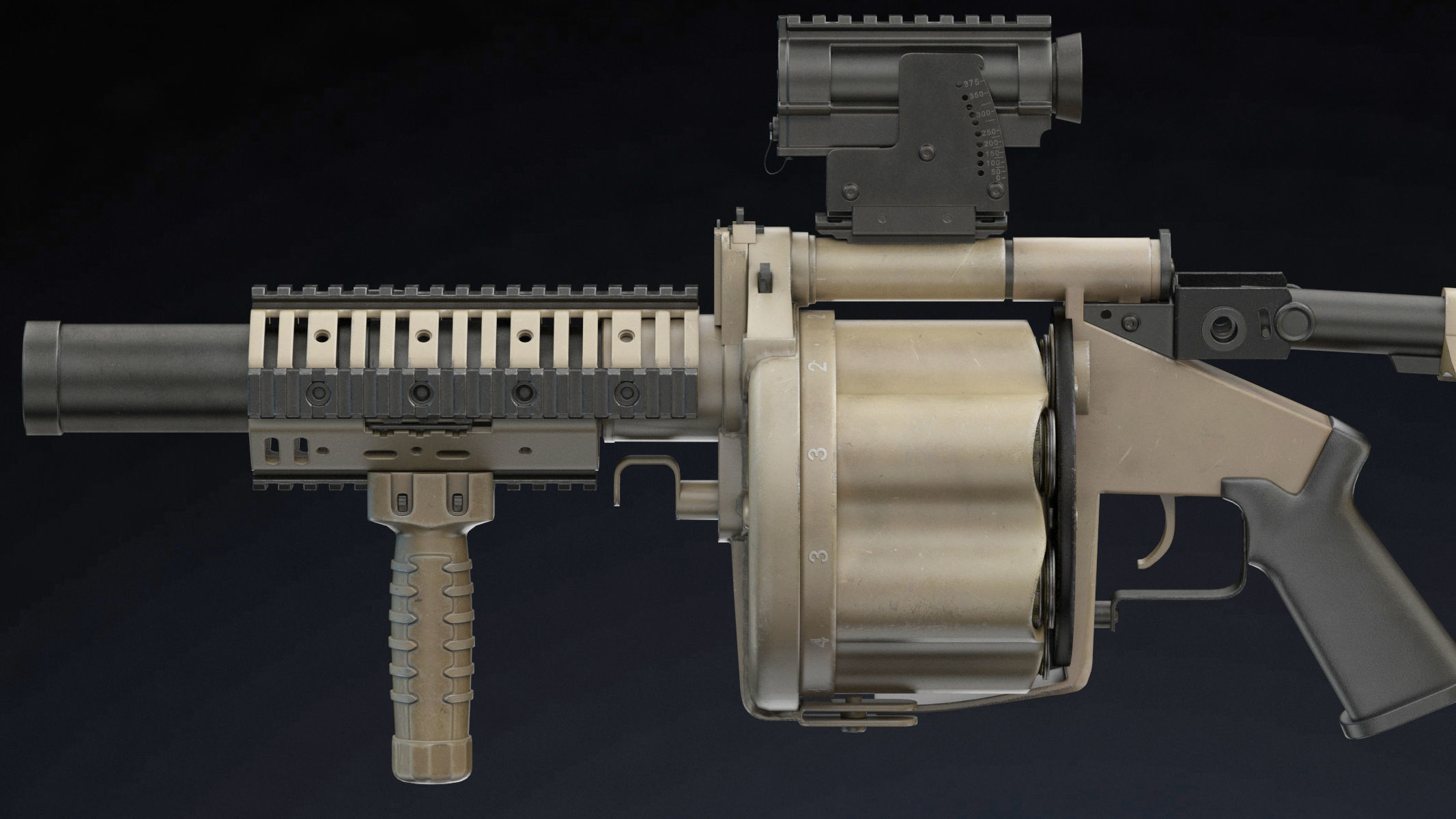 Milkor MGL Low Poly Low-poly 3D model_7