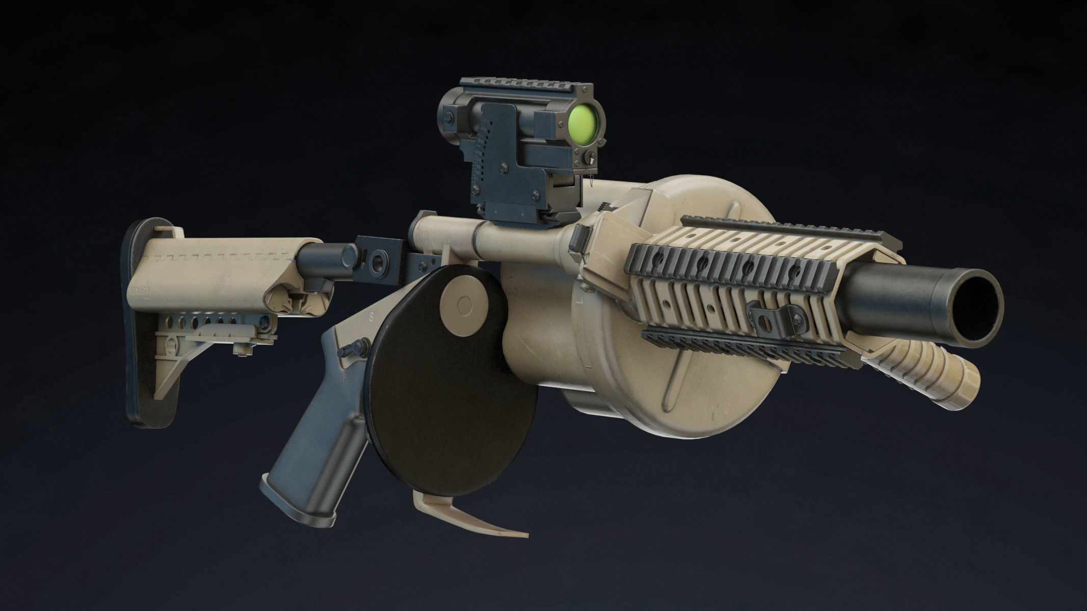 Milkor MGL Low Poly Low-poly 3D model_4