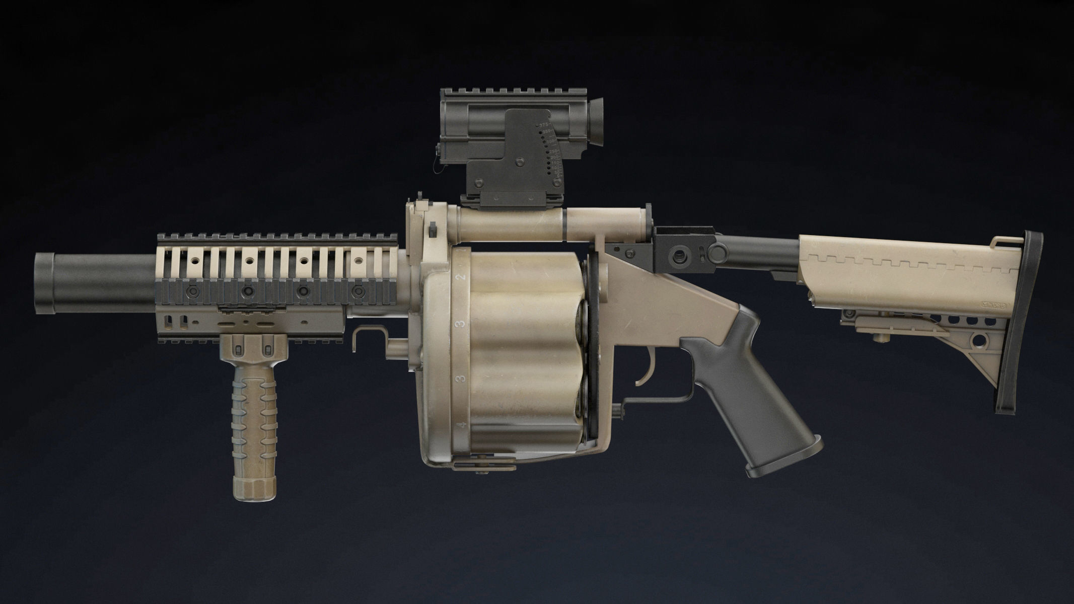 Milkor MGL Low Poly Low-poly 3D model_2