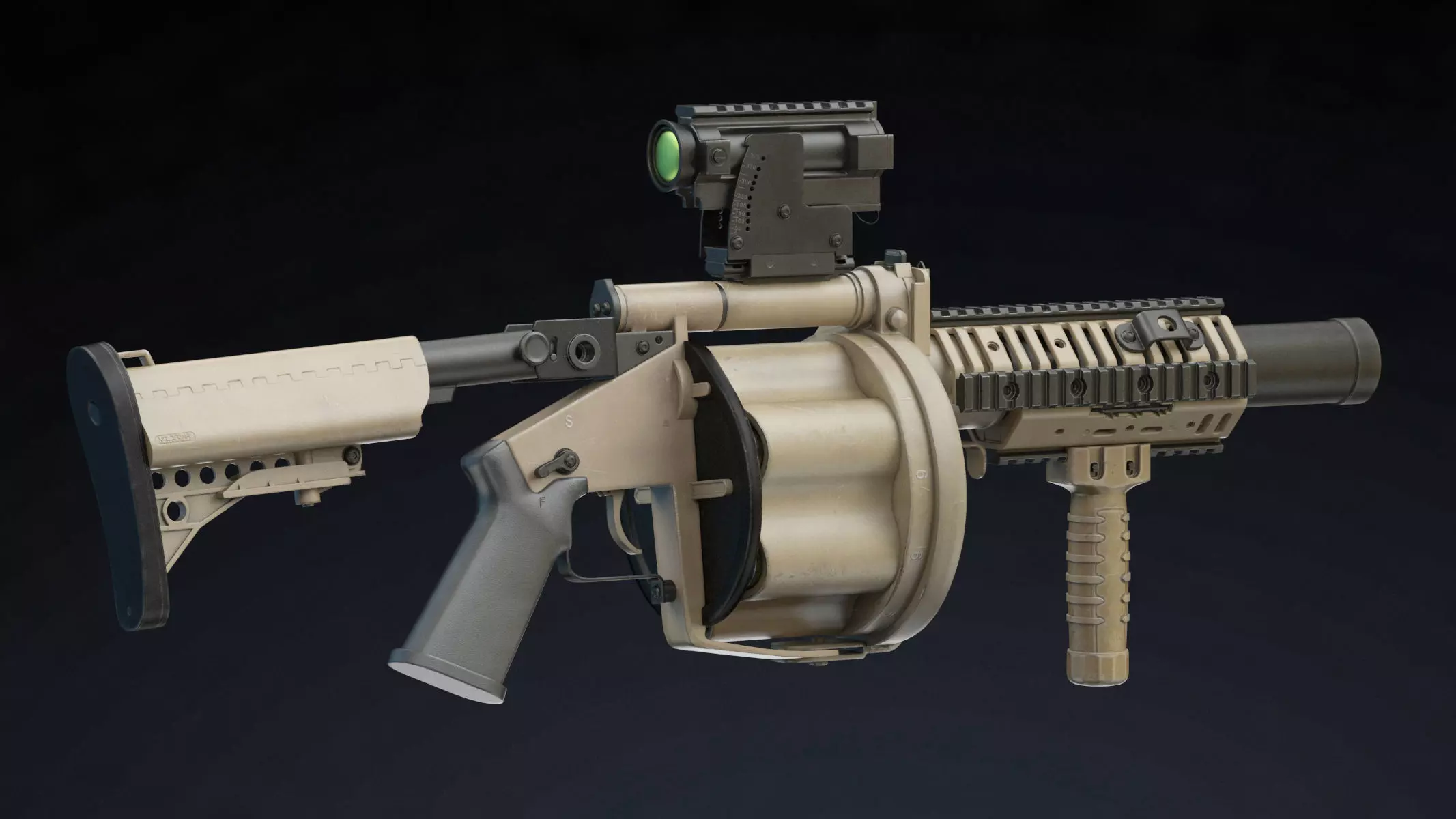 Milkor MGL Low Poly Low-poly 3D model_0