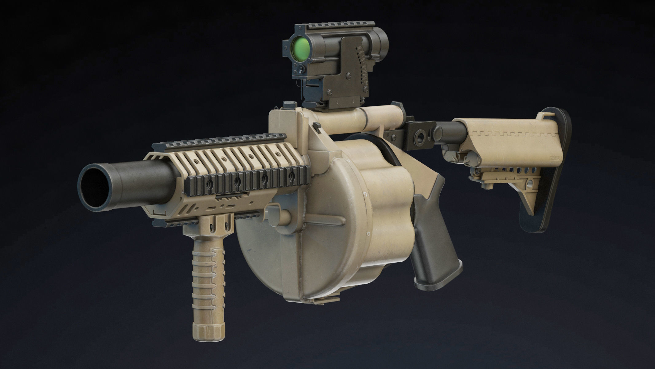 Milkor MGL Low Poly Low-poly 3D model_3