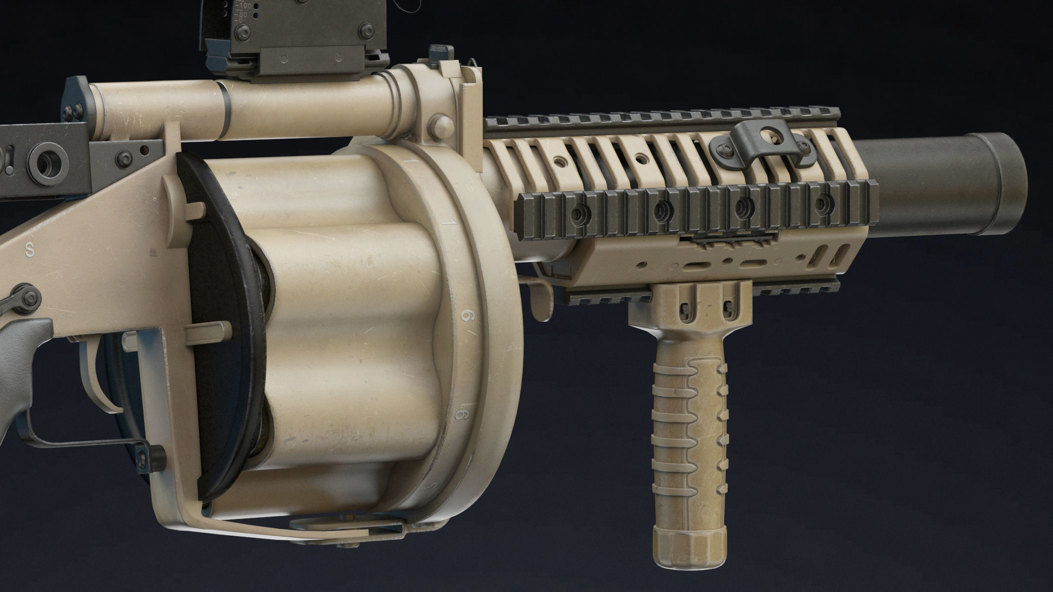 Milkor MGL Low Poly Low-poly 3D model_5