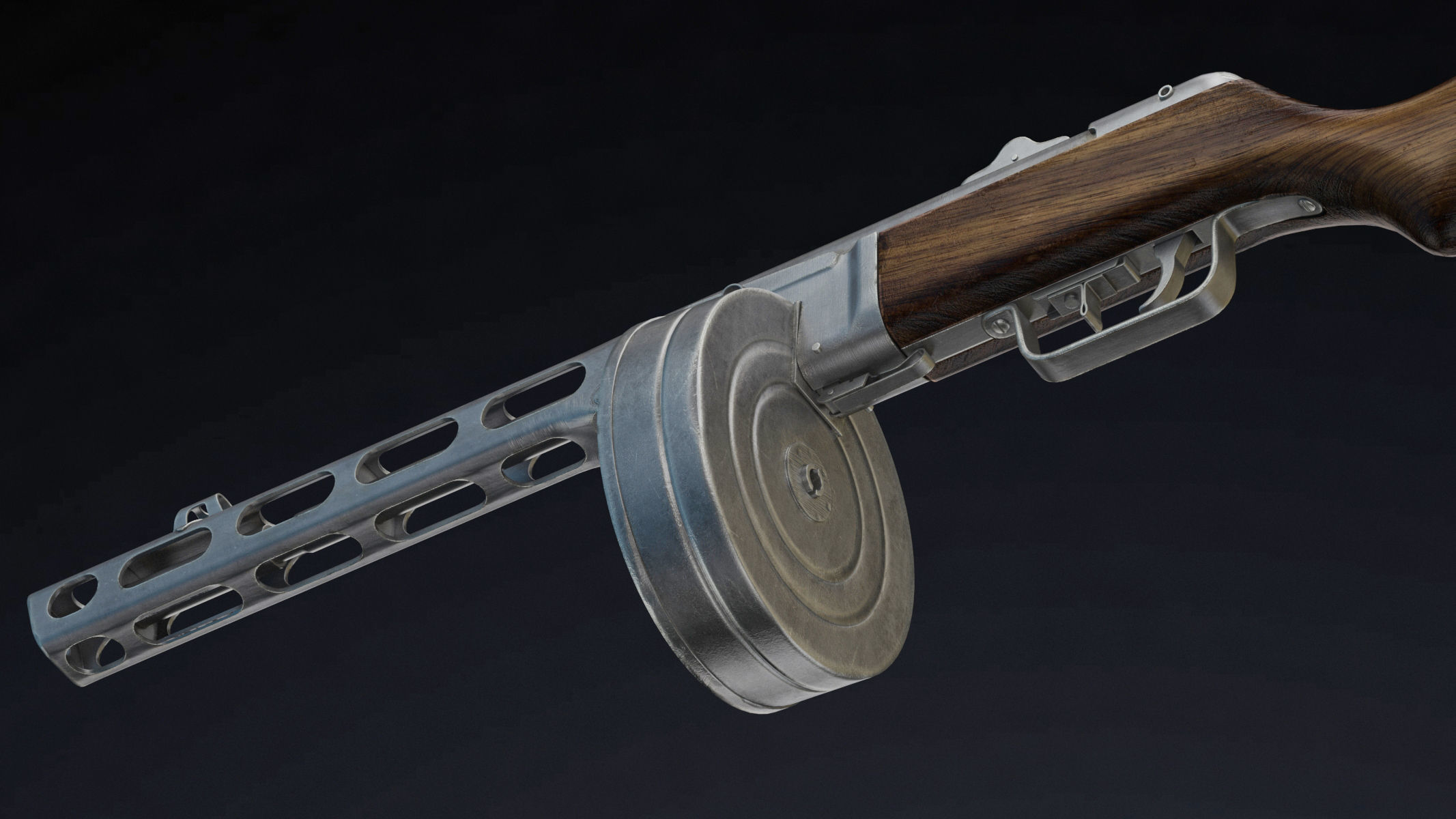 PPSh-41 Low Poly wooden gun Low-poly 3D model_10