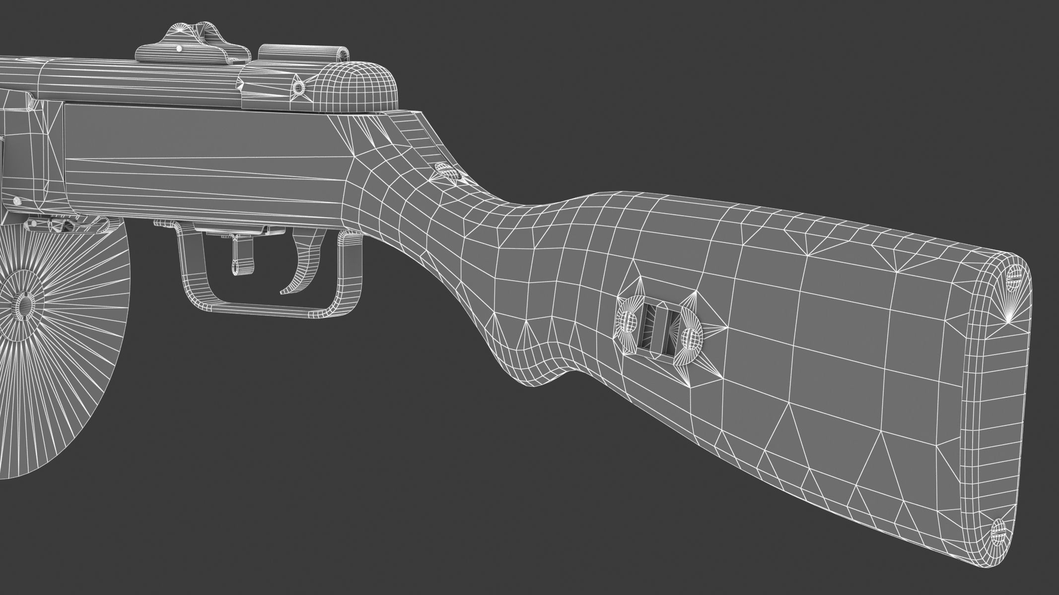 PPSh-41 Low Poly wooden gun Low-poly 3D model_21