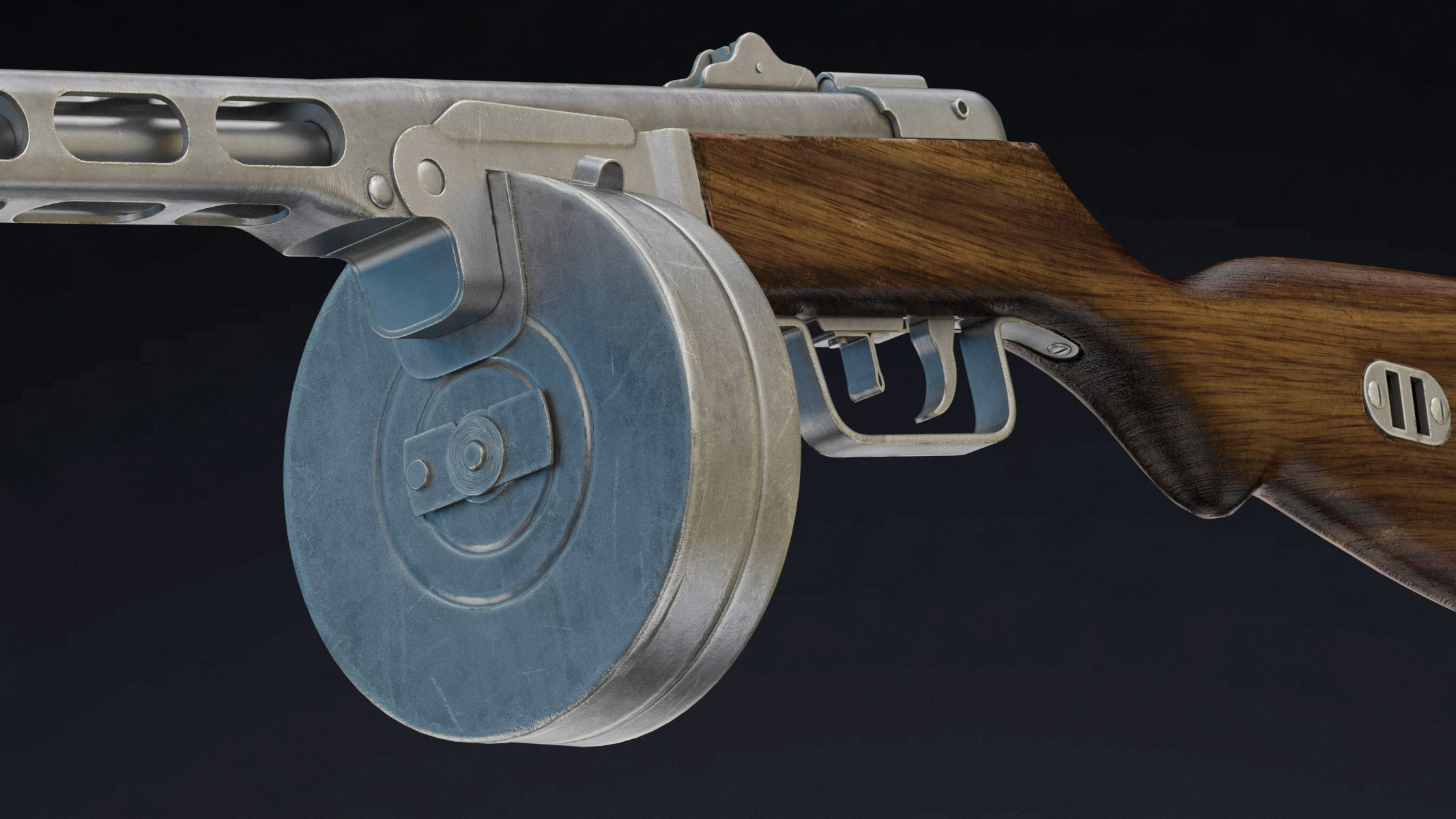 PPSh-41 Low Poly wooden gun Low-poly 3D model_13