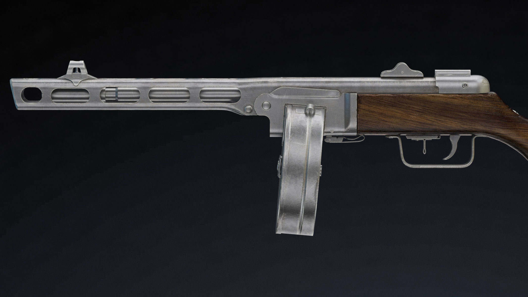 PPSh-41 Low Poly wooden gun Low-poly 3D model_7