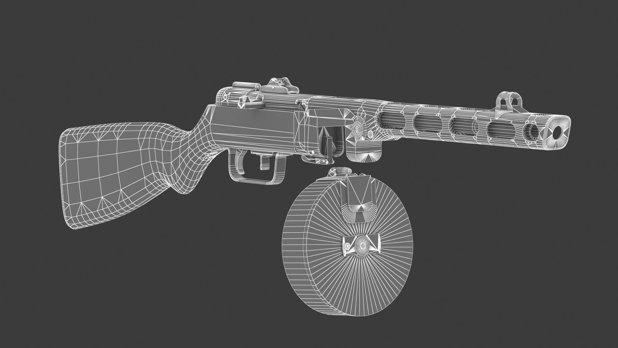 PPSh-41 Low Poly wooden gun Low-poly 3D model_19