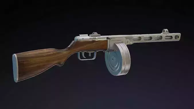 PPSh-41 Low Poly wooden gun Low-poly 3D model