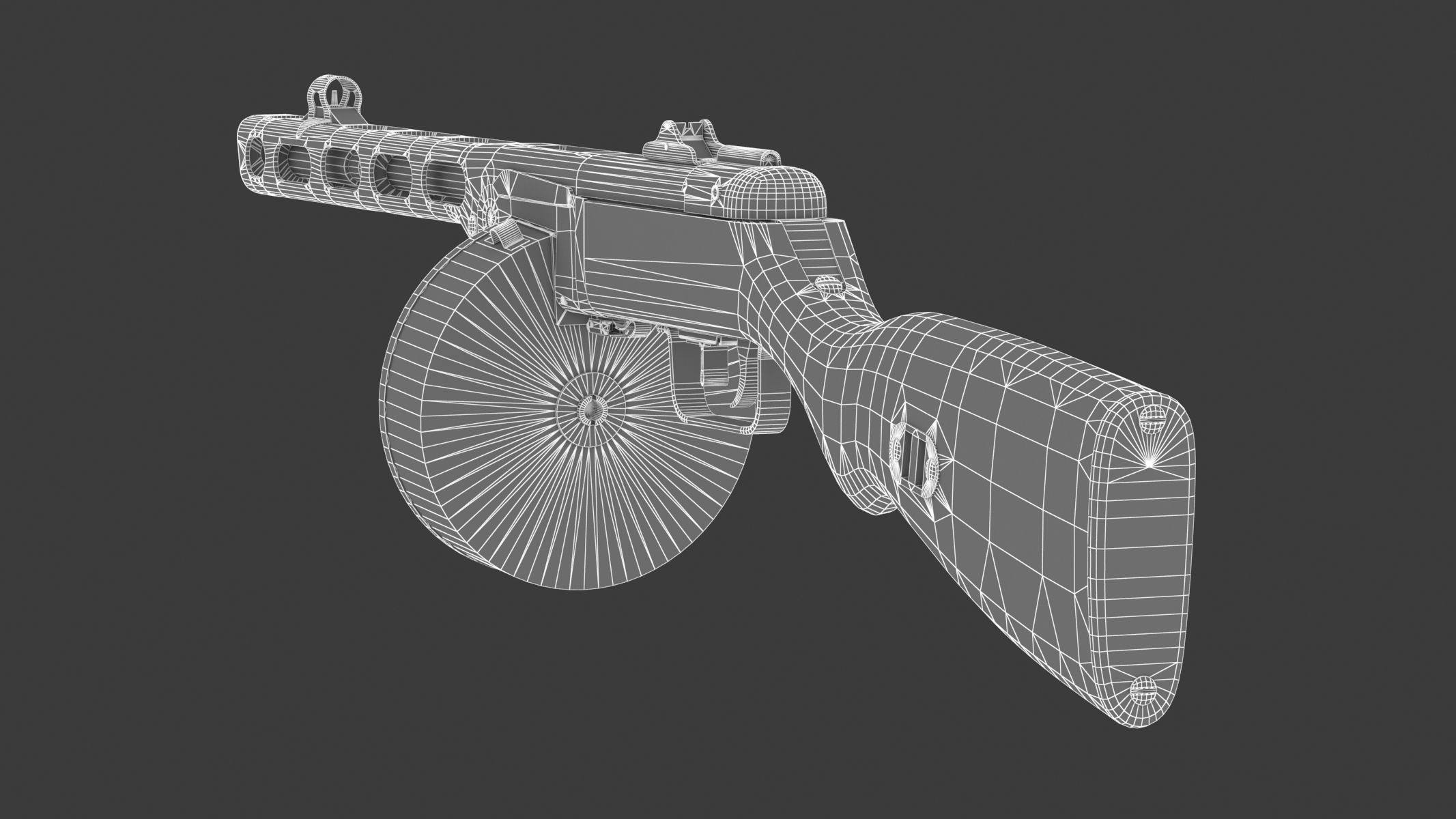 PPSh-41 Low Poly wooden gun Low-poly 3D model_16