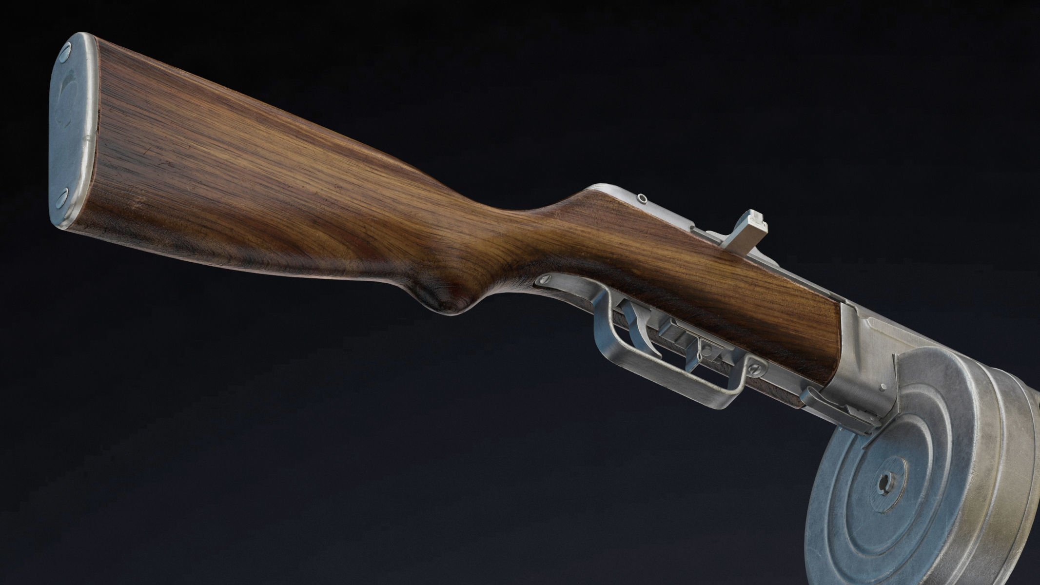 PPSh-41 Low Poly wooden gun Low-poly 3D model_11