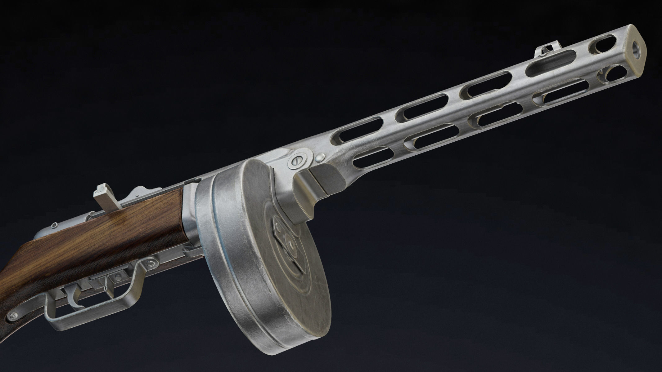 PPSh-41 Low Poly wooden gun Low-poly 3D model_12