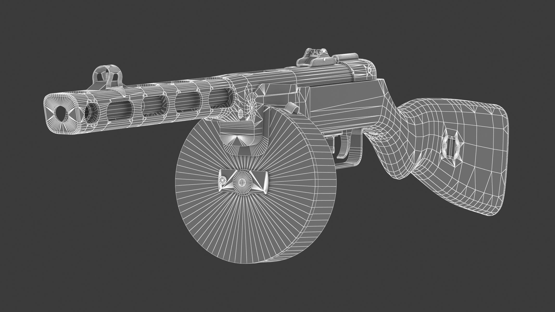 PPSh-41 Low Poly wooden gun Low-poly 3D model_18